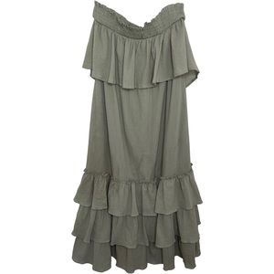 Listicle Strapless Tiered Ruffle Midi Sundress Sage Green Size Small NEW NWOT